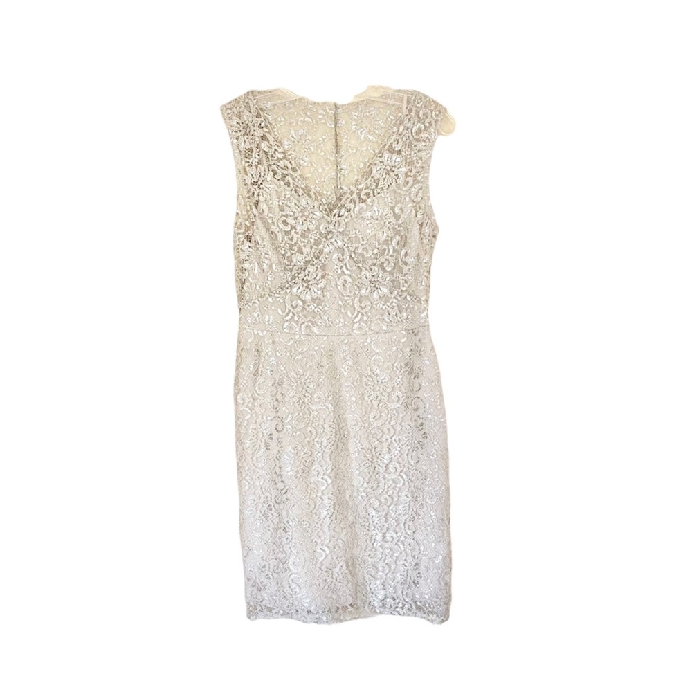BCBG Maxszria Metallic Lace Sheath Dress Size 10P